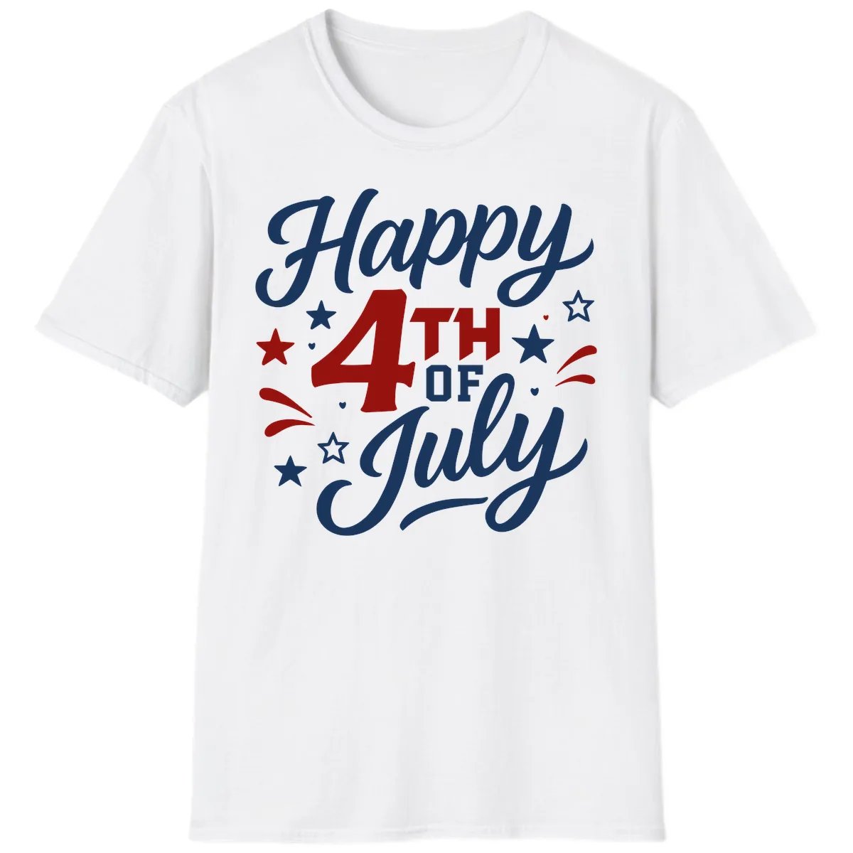 Happy Fourth of July Patriotic Celebration T-Shirt in White