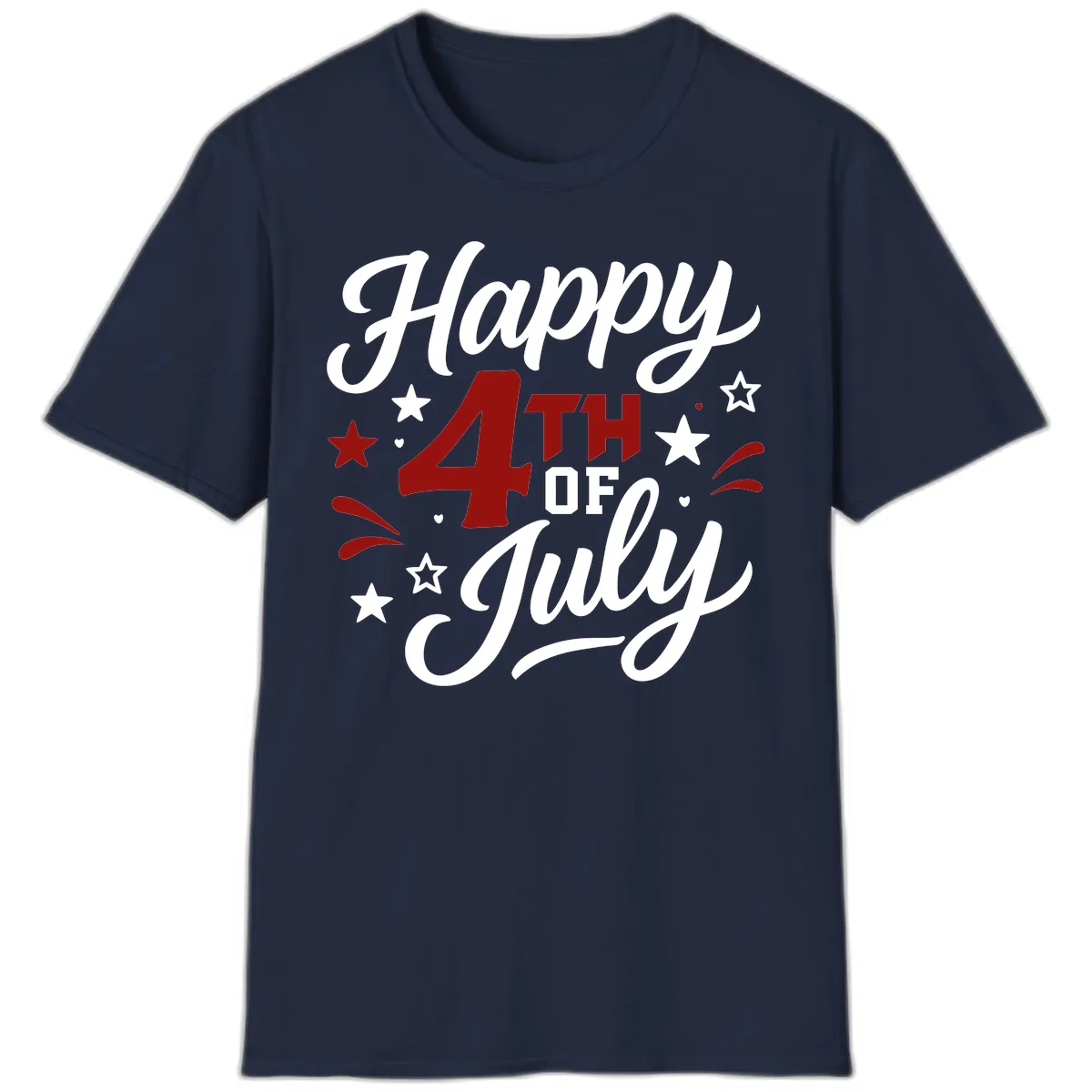 Happy Fourth of July Patriotic Celebration T-Shirt in Navy