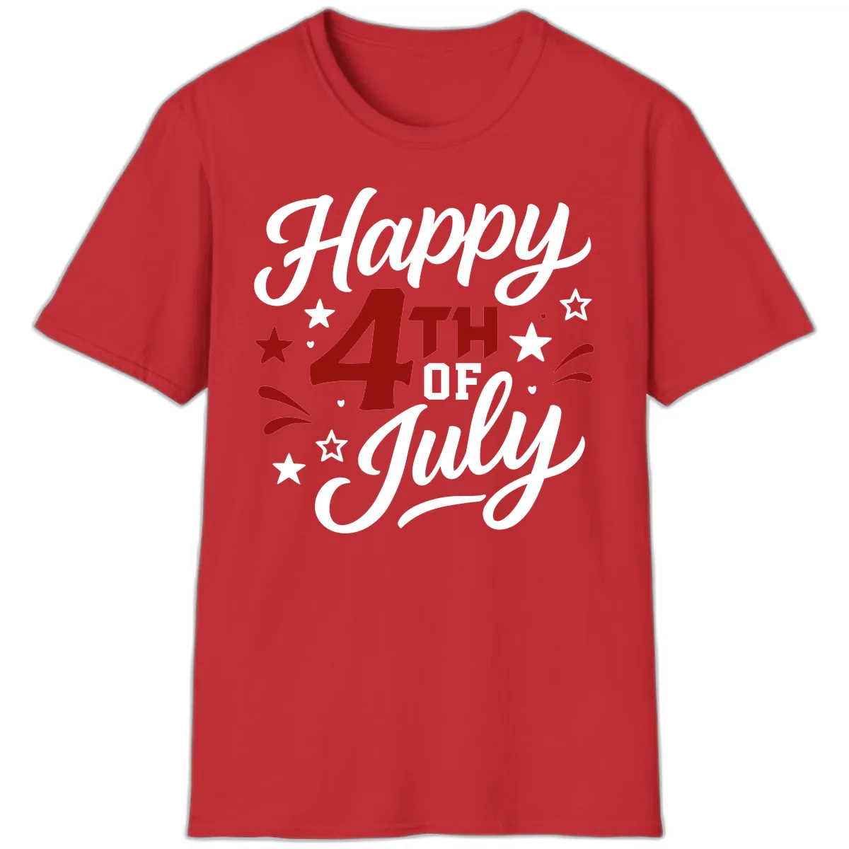 Happy Fourth of July Patriotic Celebration T-Shirt in Red