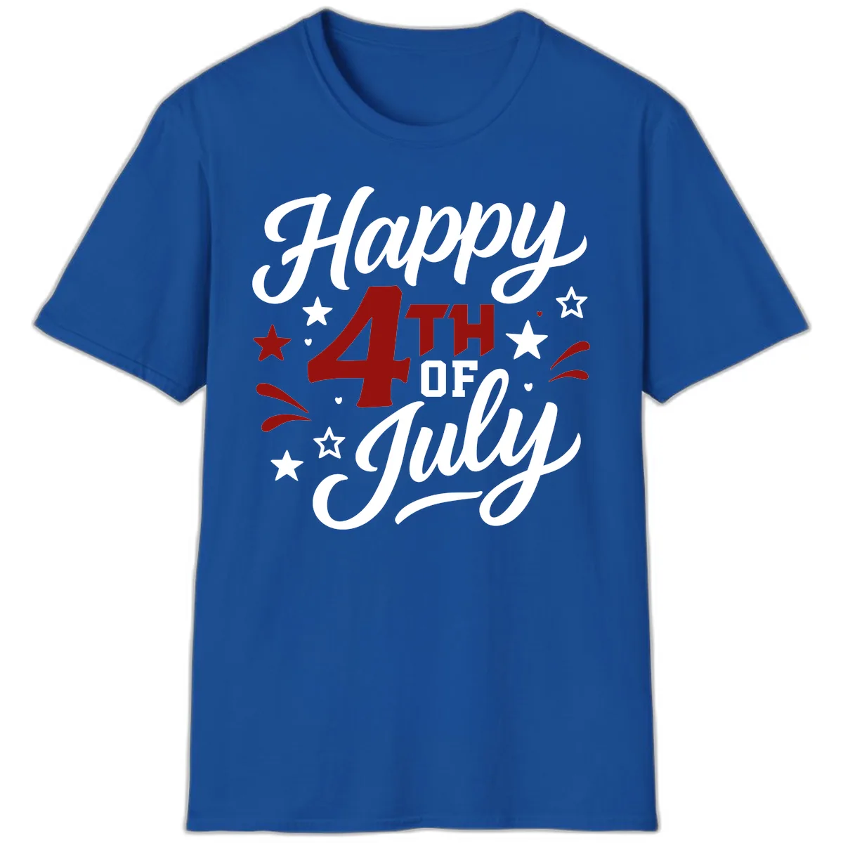 Happy Fourth of July Patriotic Celebration T-Shirt in Royal