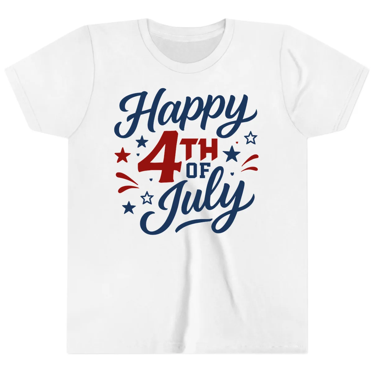 Happy Fourth of July Patriotic Celebration Youth T-Shirt in White