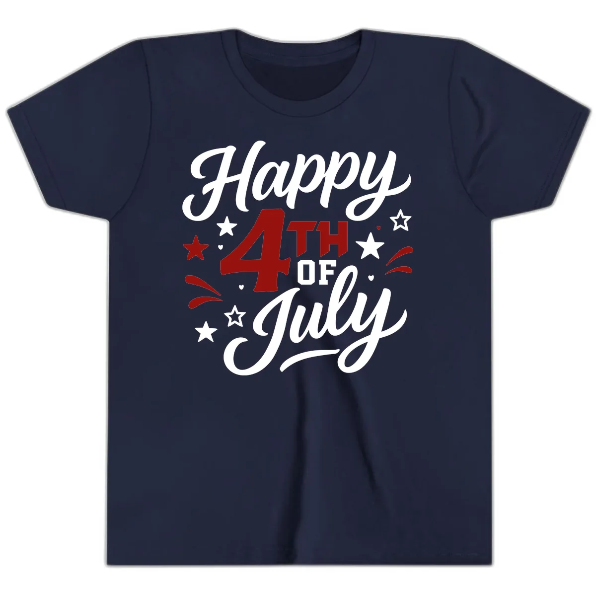 Happy Fourth of July Patriotic Celebration Youth T-Shirt in Navy