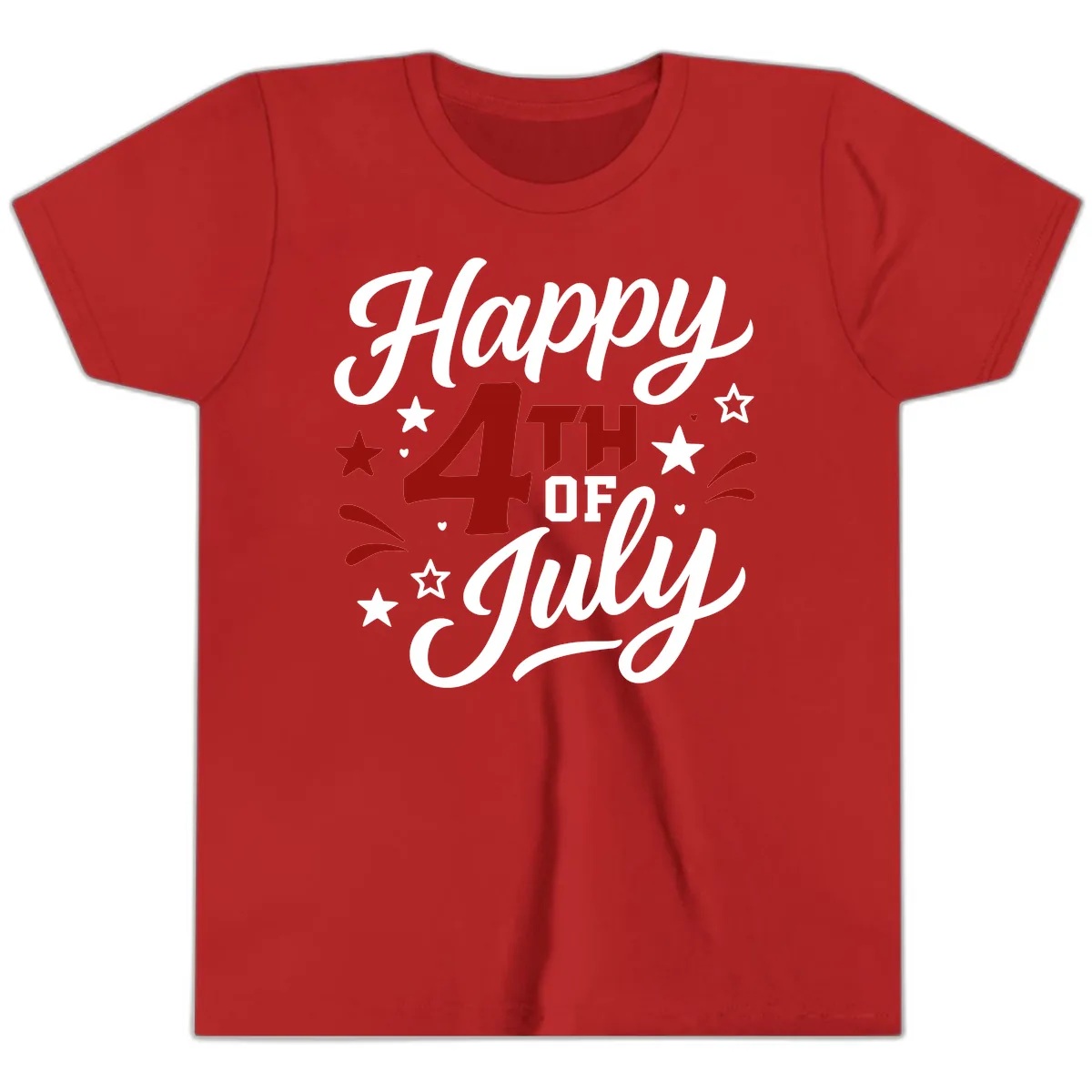 Happy Fourth of July Patriotic Celebration Youth T-Shirt in Red