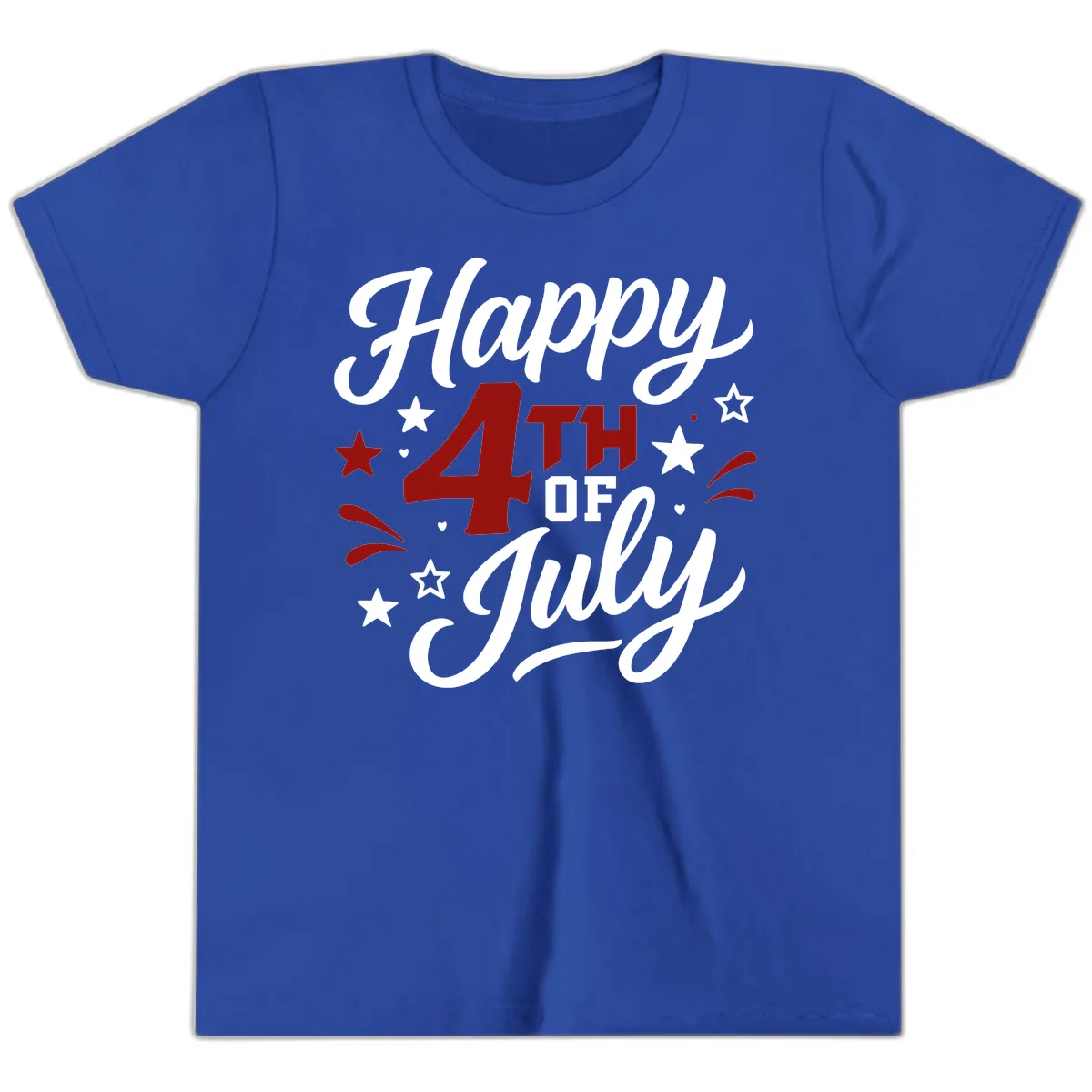 Happy Fourth of July Patriotic Celebration Youth T-Shirt in True Royal