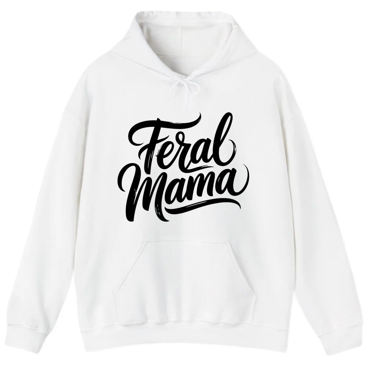 Feral Mama Bold Script Lettering Hoodie in White