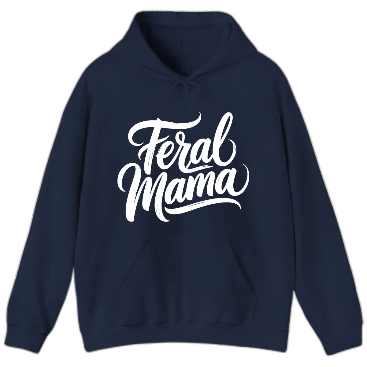 Feral Mama Bold Script Lettering Hoodie in Navy
