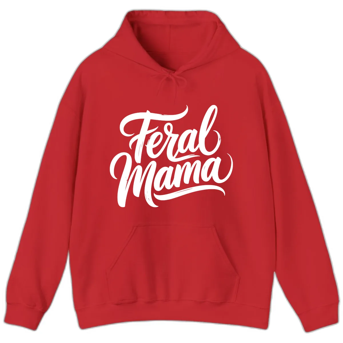 Feral Mama Bold Script Lettering Hoodie in Red