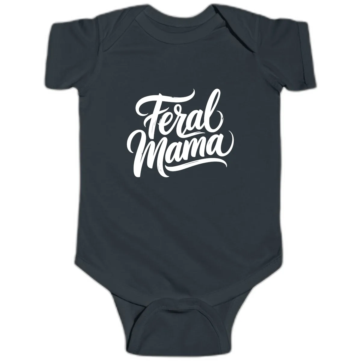 Feral Mama Bold Script Lettering Baby Onesie in Black