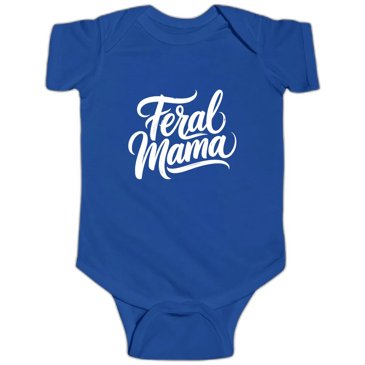 Feral Mama Bold Script Lettering Baby Onesie in Royal