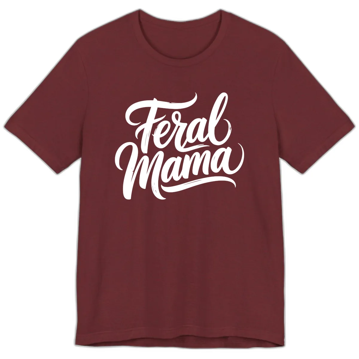 Feral Mama Bold Script Lettering Premium T-Shirt in Heather Cardinal