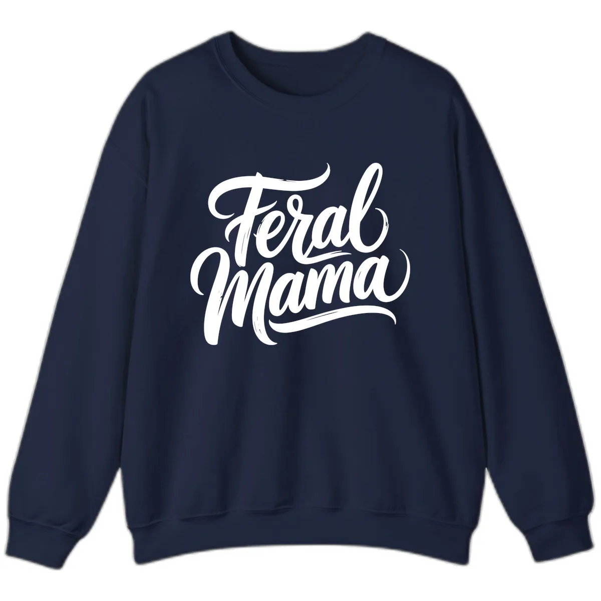 Feral Mama Bold Script Lettering Sweatshirt in Navy