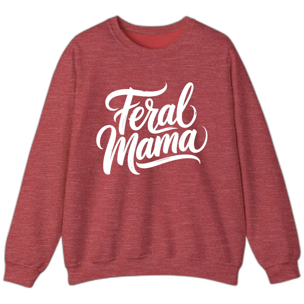 Feral Mama Bold Script Lettering Sweatshirt in Heather Scarlet Red