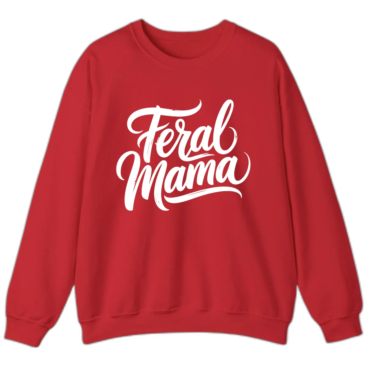 Feral Mama Bold Script Lettering Sweatshirt in Red