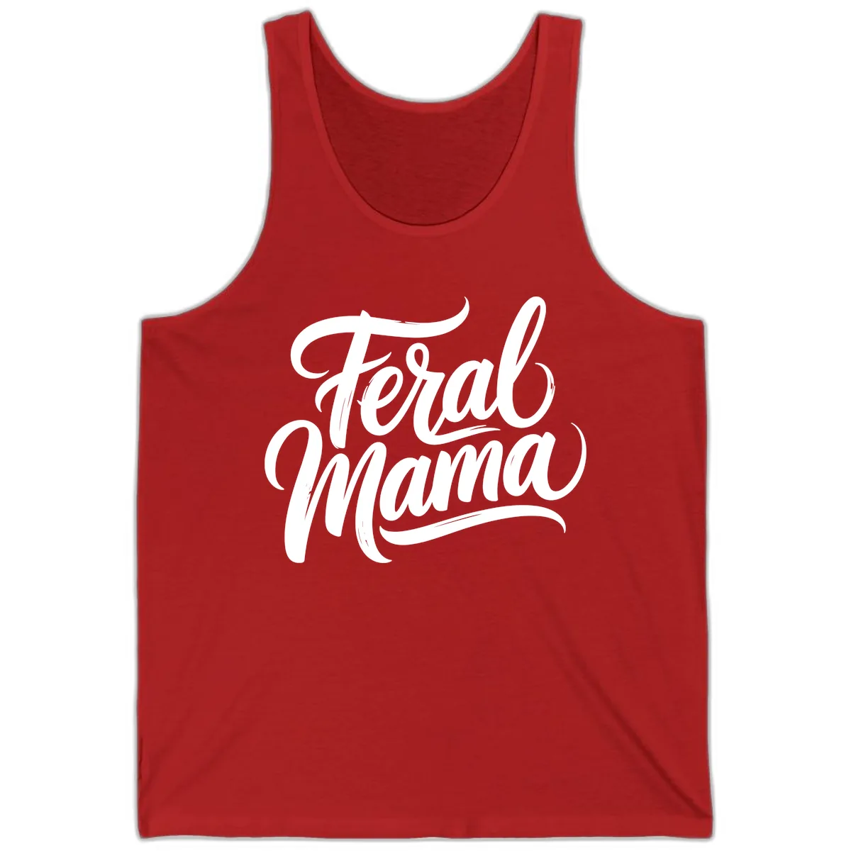 Feral Mama Bold Script Lettering Tank in Red