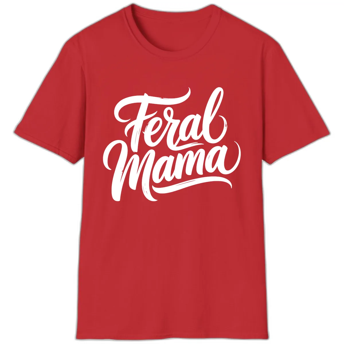 Feral Mama Bold Script Lettering T-Shirt in Red