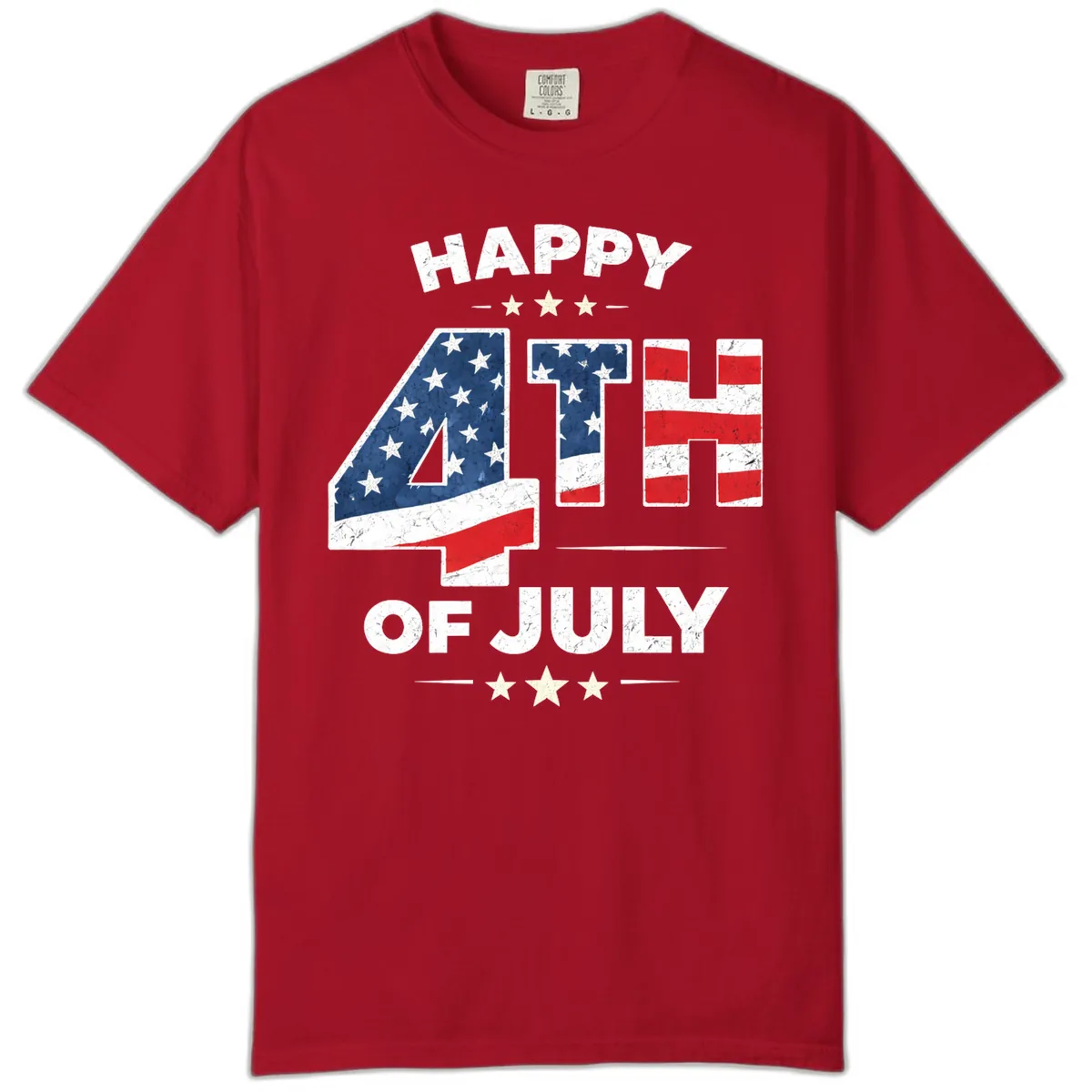 Happy Fourth Of July American Flag Numbers Comfort Color in Red