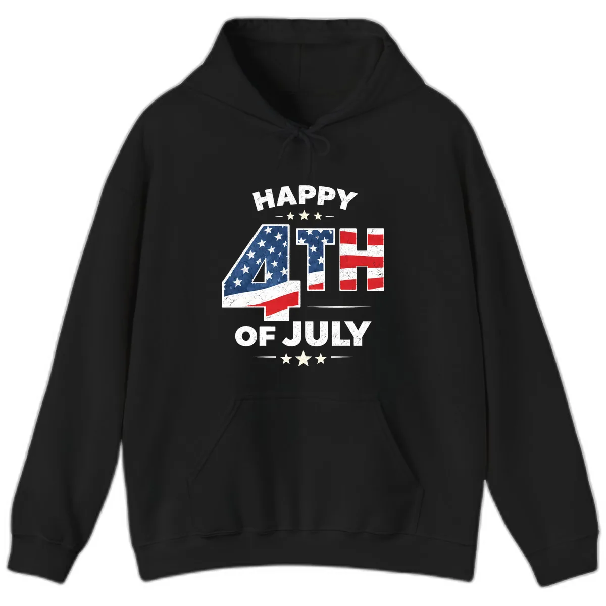 Happy Fourth Of July American Flag Numbers Hoodie in Black