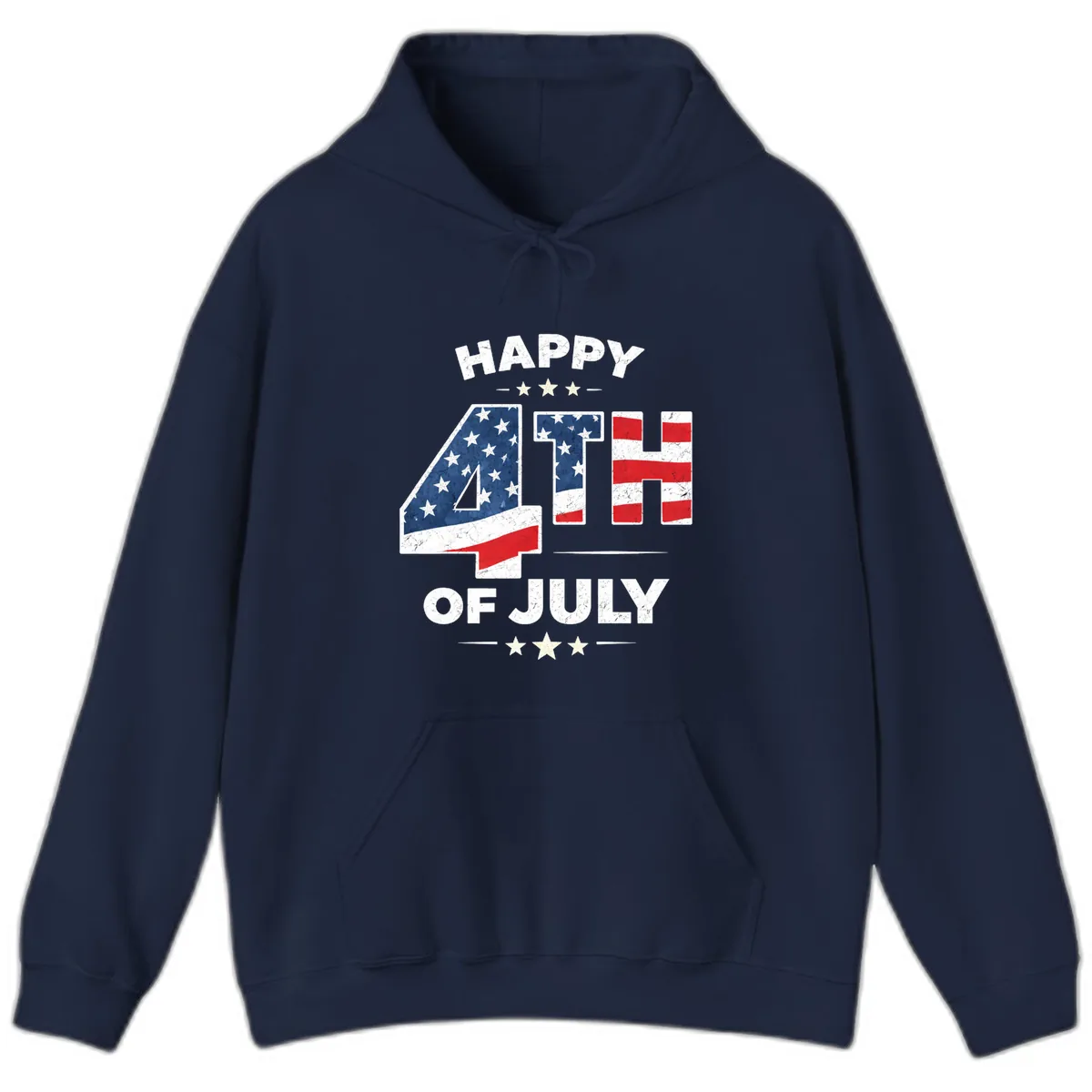 Happy Fourth Of July American Flag Numbers Hoodie in Navy