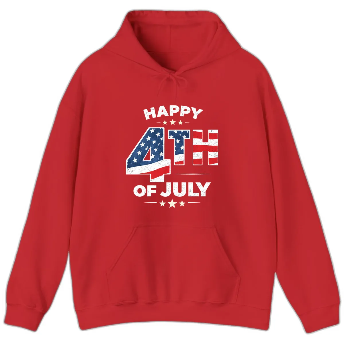Happy Fourth Of July American Flag Numbers Hoodie in Red