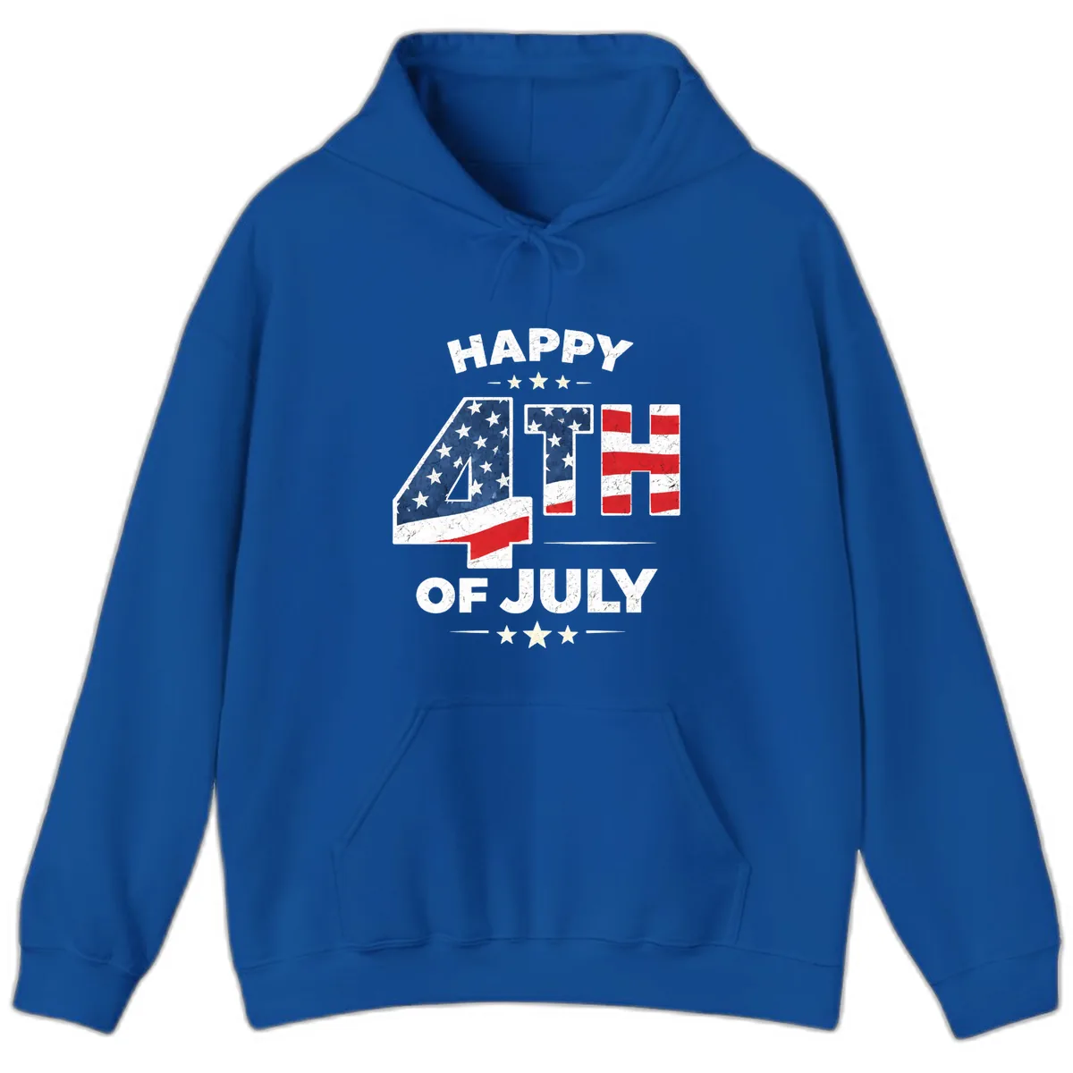Happy Fourth Of July American Flag Numbers Hoodie in Royal