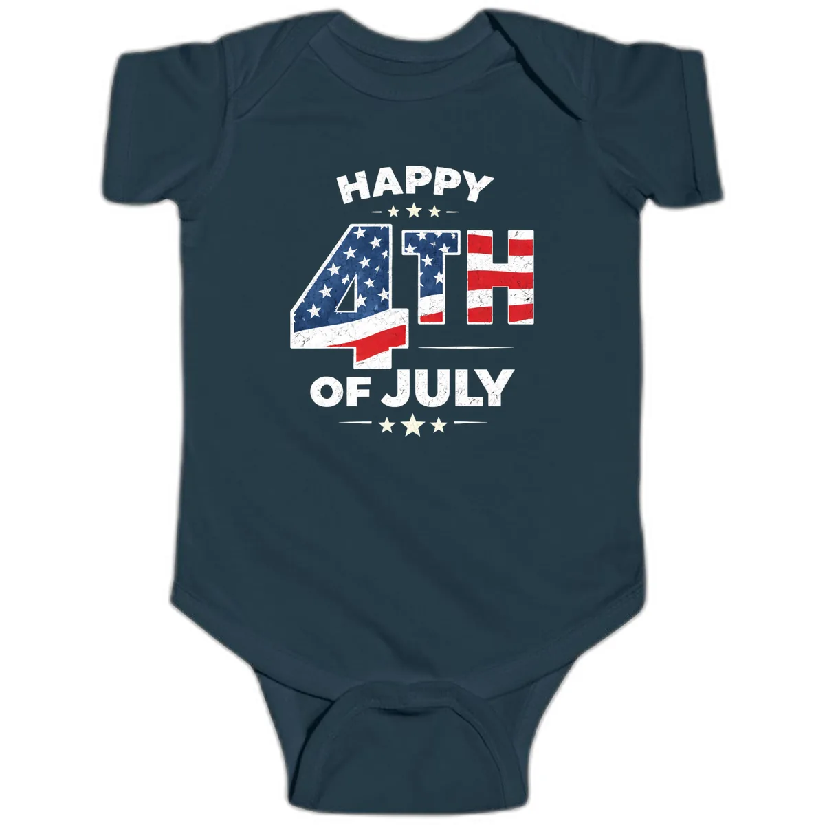 Happy Fourth Of July American Flag Numbers Baby Onesie in Navy
