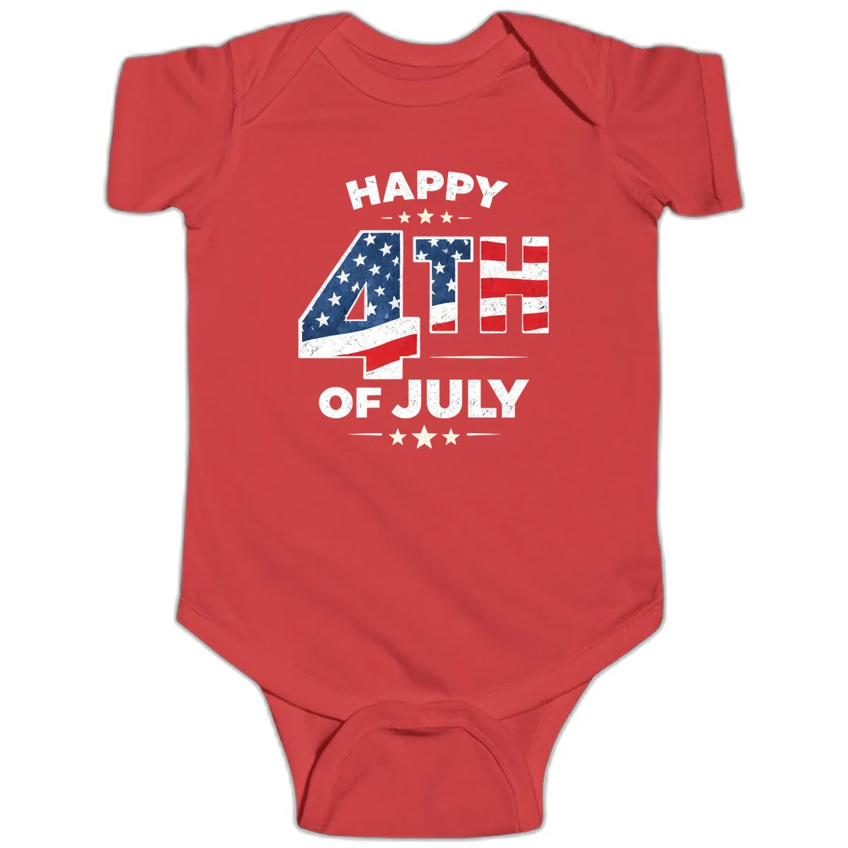 Happy Fourth Of July American Flag Numbers Baby Onesie in Red