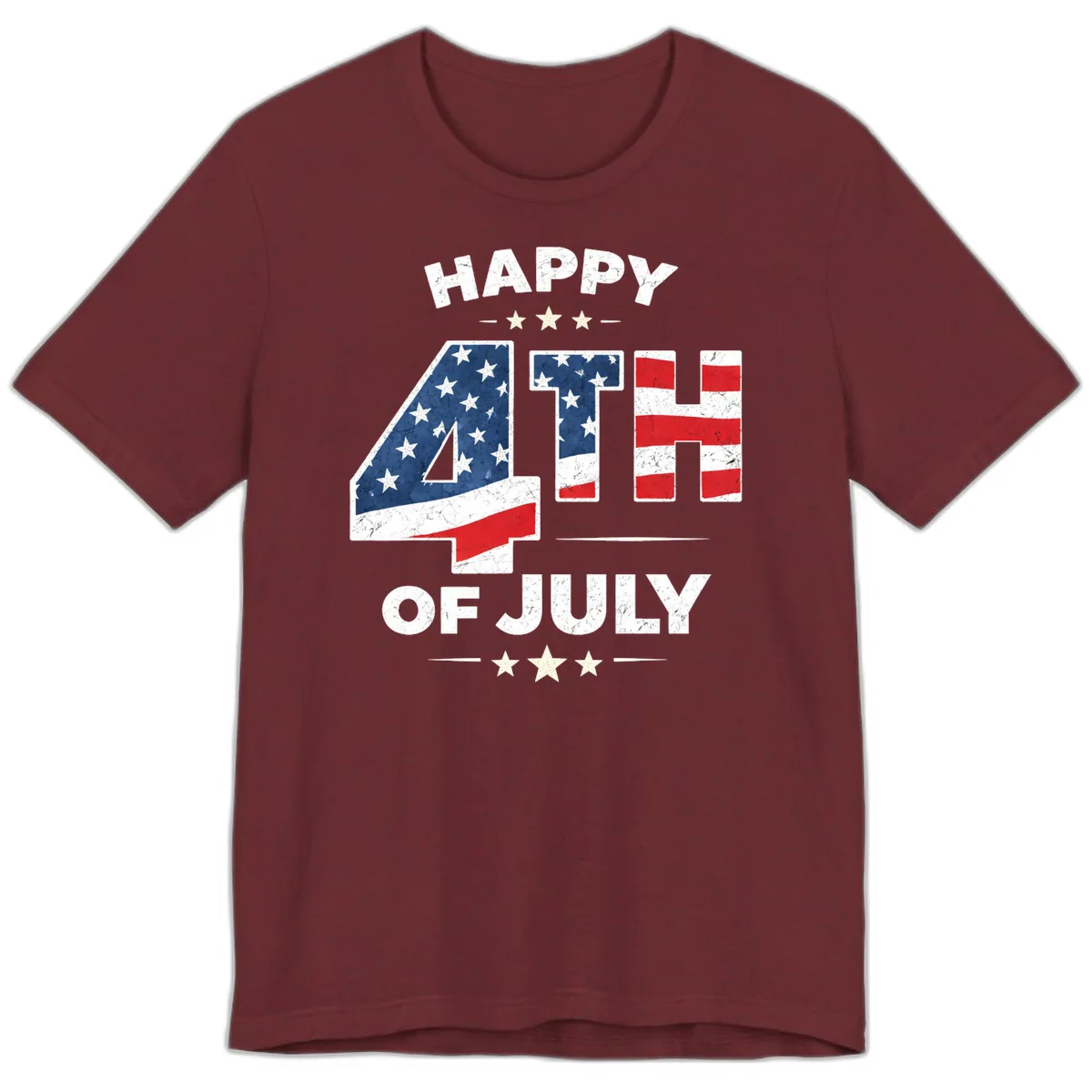 Happy Fourth Of July American Flag Numbers Premium T-Shirt in Heather Cardinal