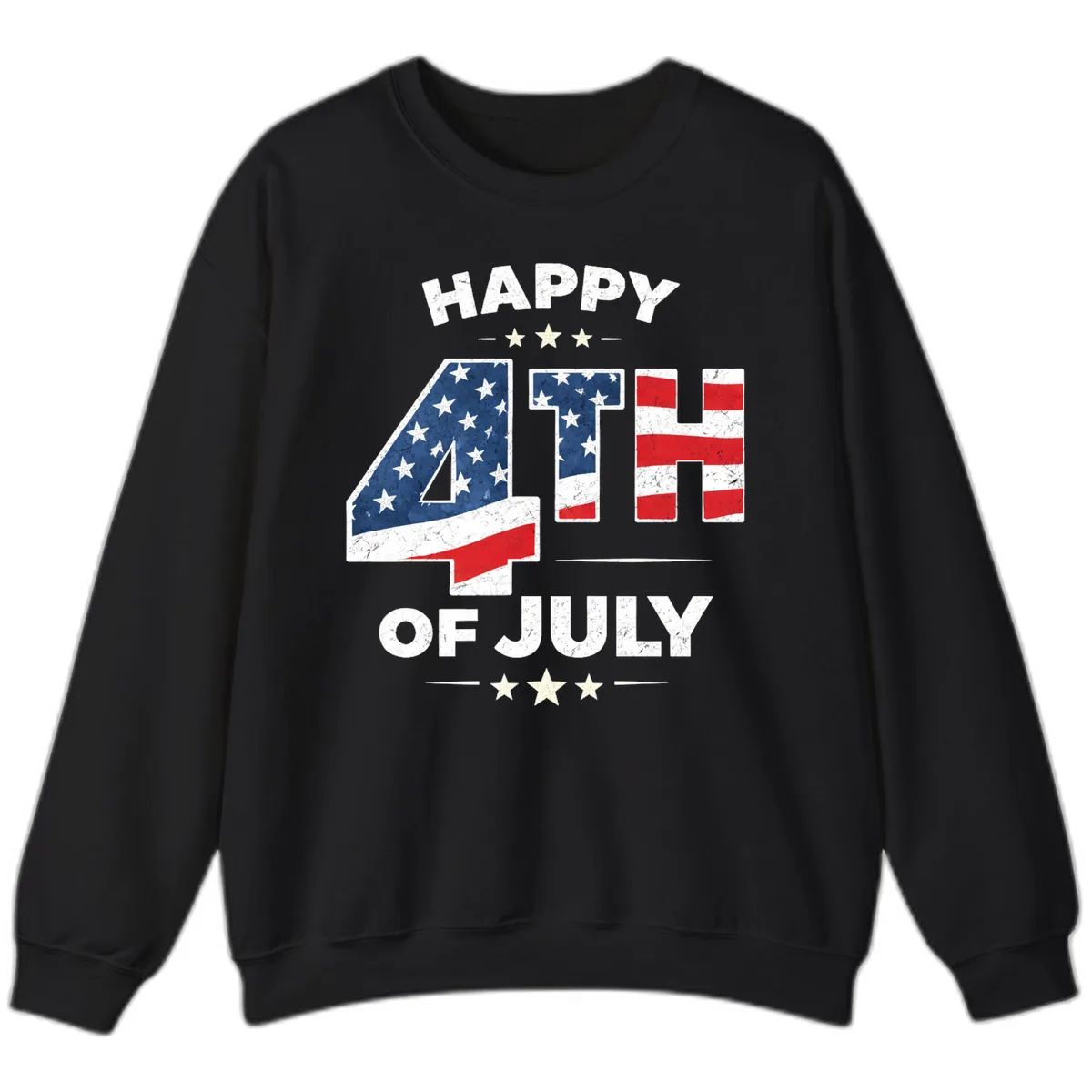 Happy Fourth Of July American Flag Numbers Sweatshirt in Black