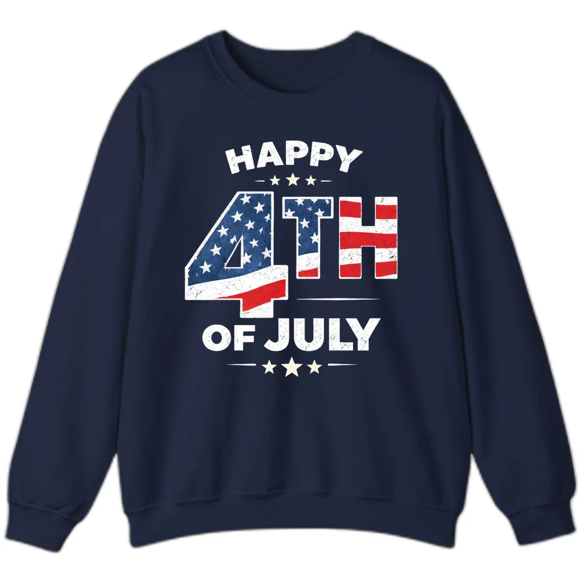 Happy Fourth Of July American Flag Numbers Sweatshirt in Navy