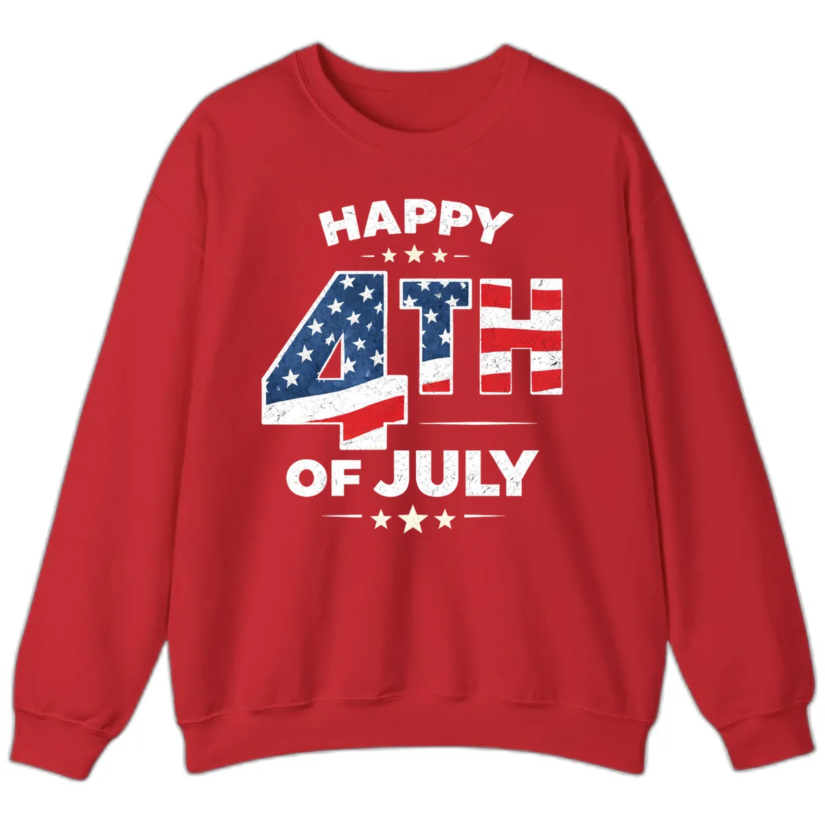 Happy Fourth Of July American Flag Numbers Sweatshirt in Red