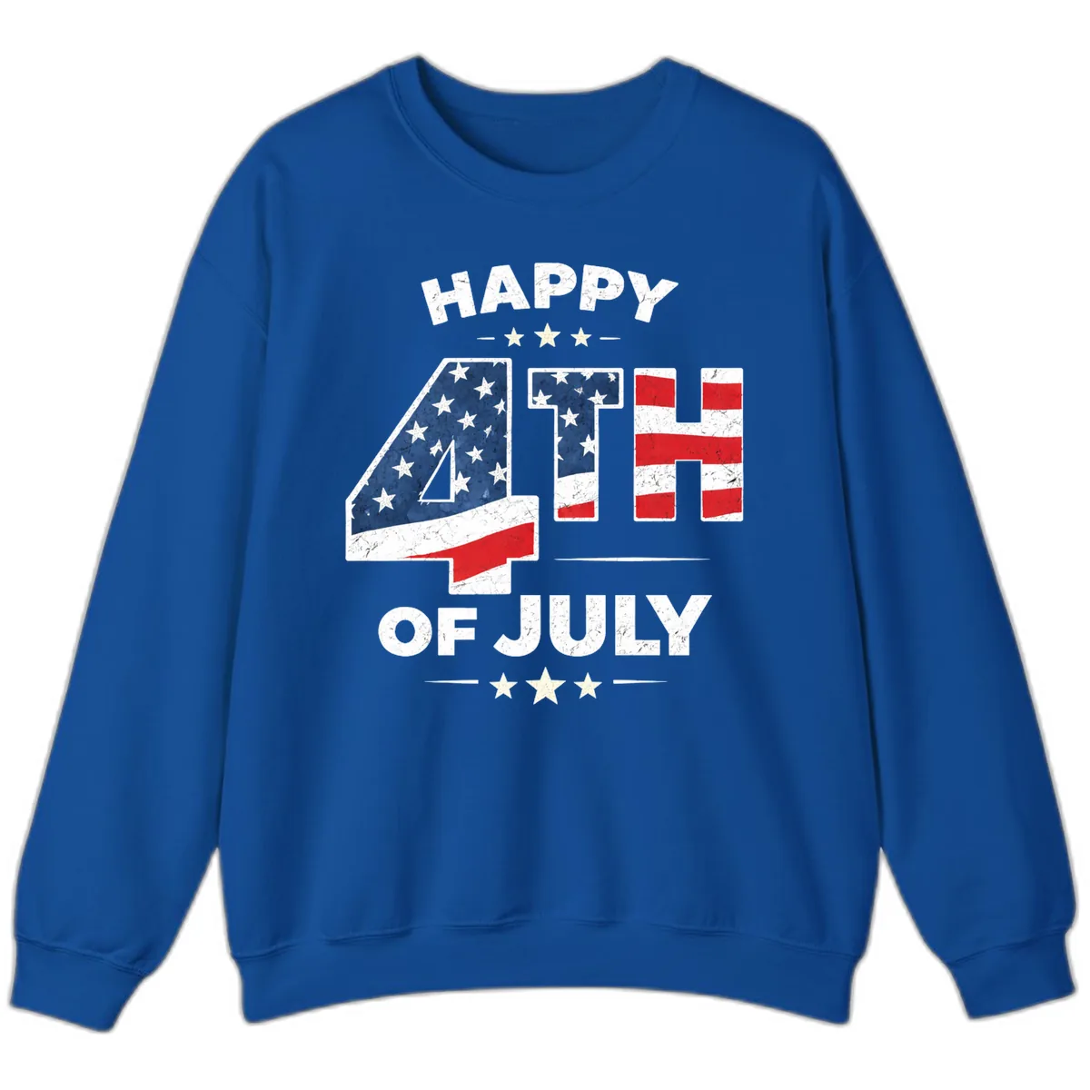 Happy Fourth Of July American Flag Numbers Sweatshirt in Royal