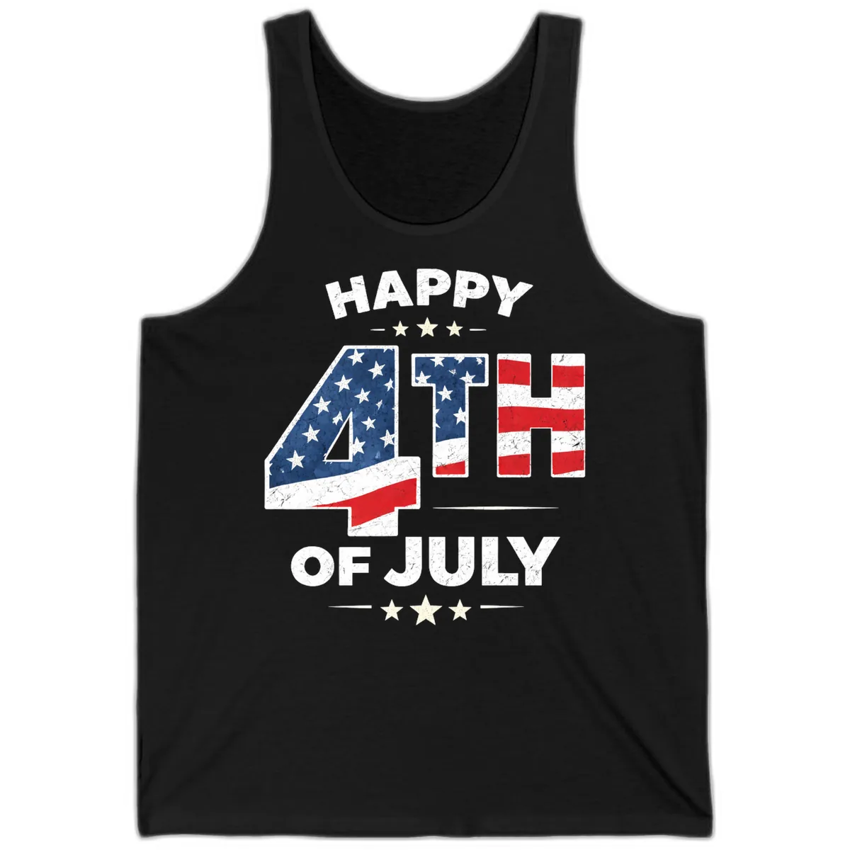 Happy Fourth Of July American Flag Numbers Tank in Black