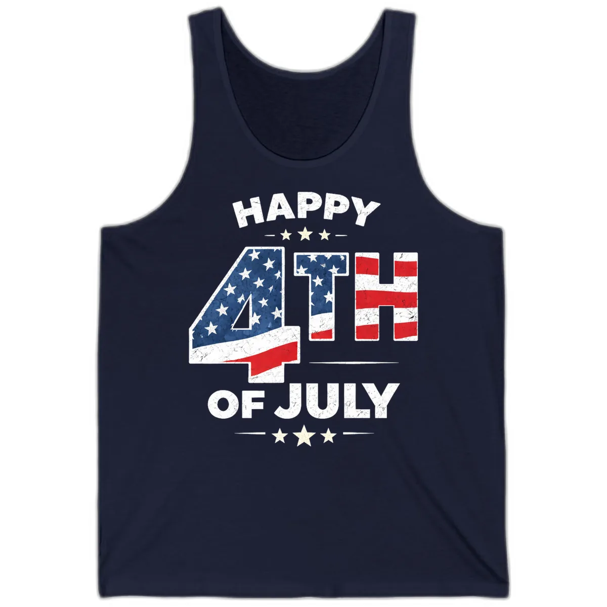 Happy Fourth Of July American Flag Numbers Tank in Navy