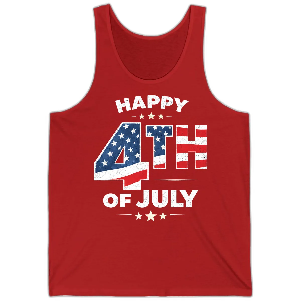 Happy Fourth Of July American Flag Numbers Tank in Red