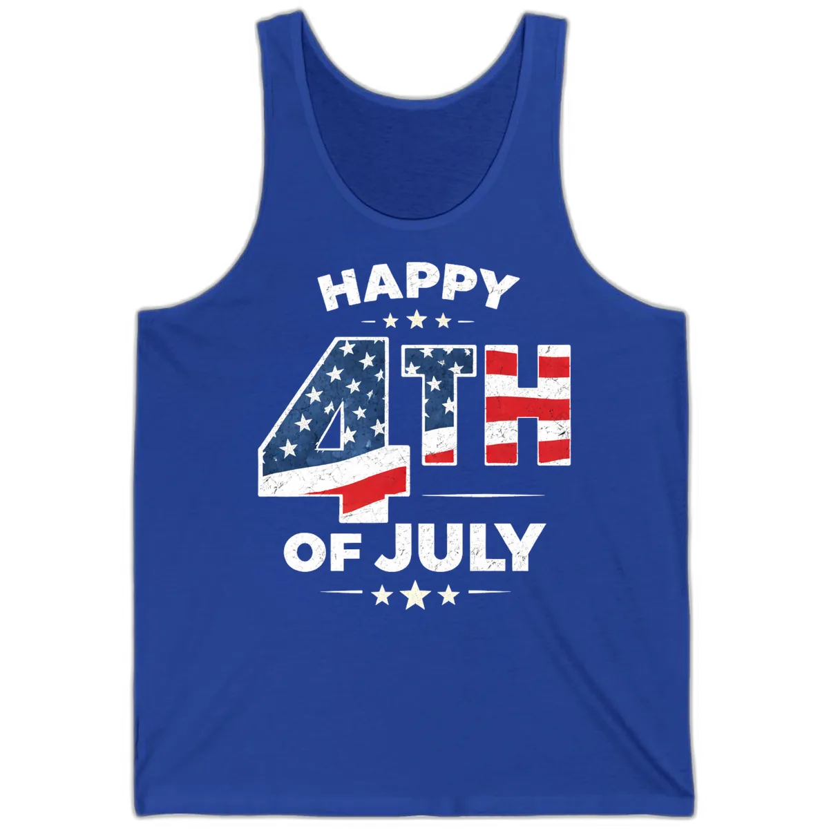 Happy Fourth Of July American Flag Numbers Tank in True Royal