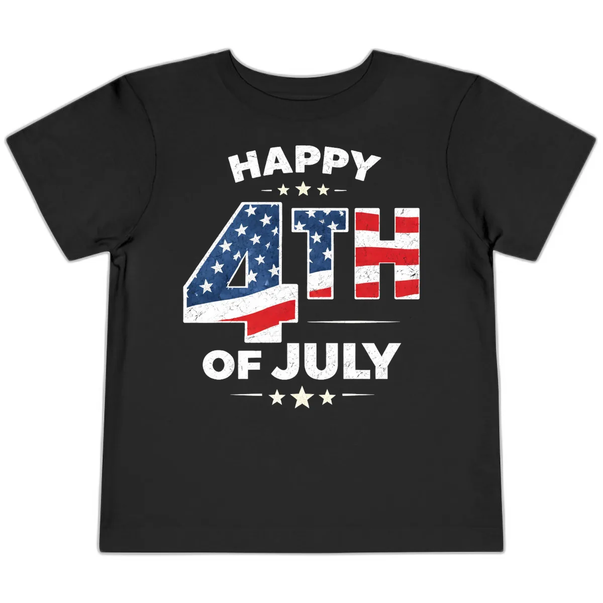Happy Fourth Of July American Flag Numbers Toddler T-Shirt in Black