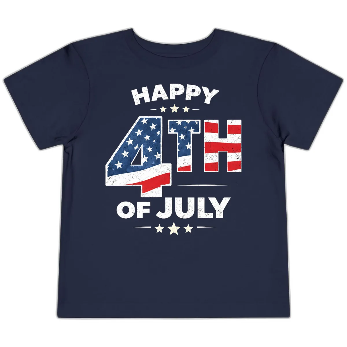 Happy Fourth Of July American Flag Numbers Toddler T-Shirt in Navy