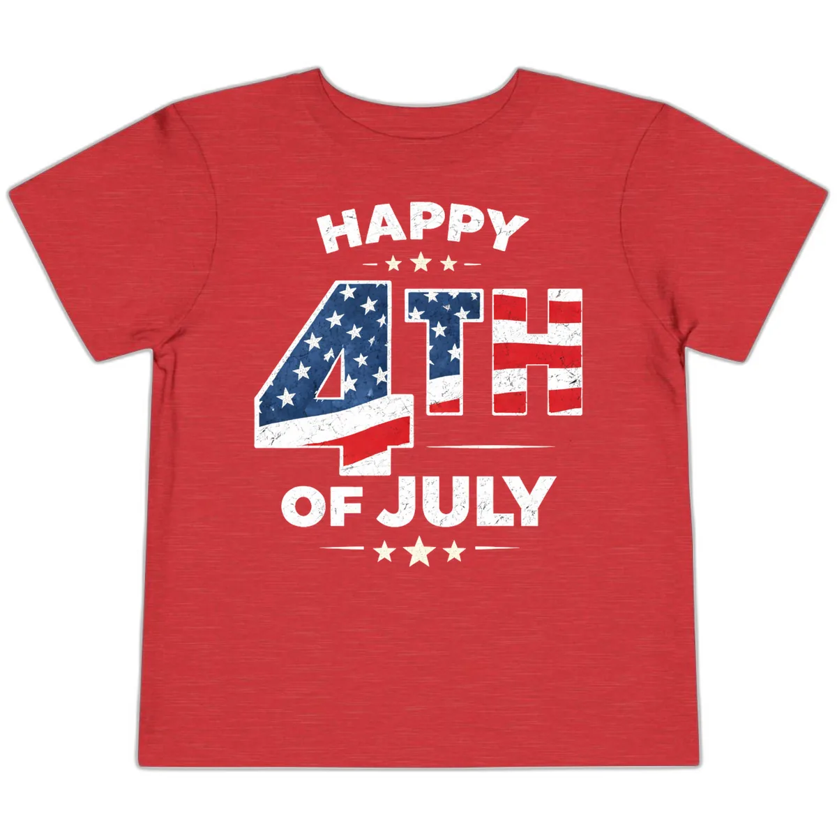 Happy Fourth Of July American Flag Numbers Toddler T-Shirt in Heather Red
