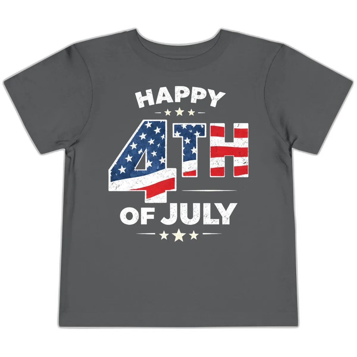 Happy Fourth Of July American Flag Numbers Toddler T-Shirt in Asphalt