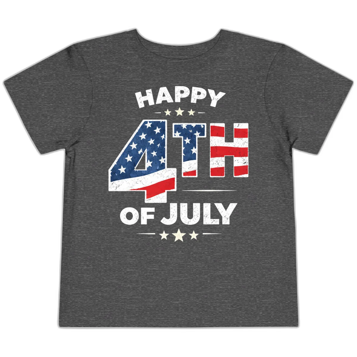 Happy Fourth Of July American Flag Numbers Toddler T-Shirt in Dark Heather Grey