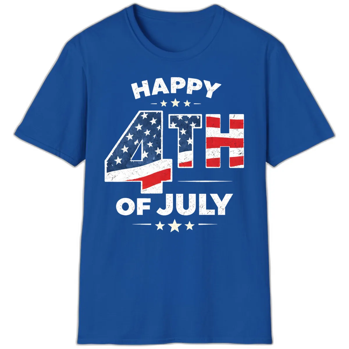 Happy Fourth Of July American Flag Numbers T-Shirt in Royal