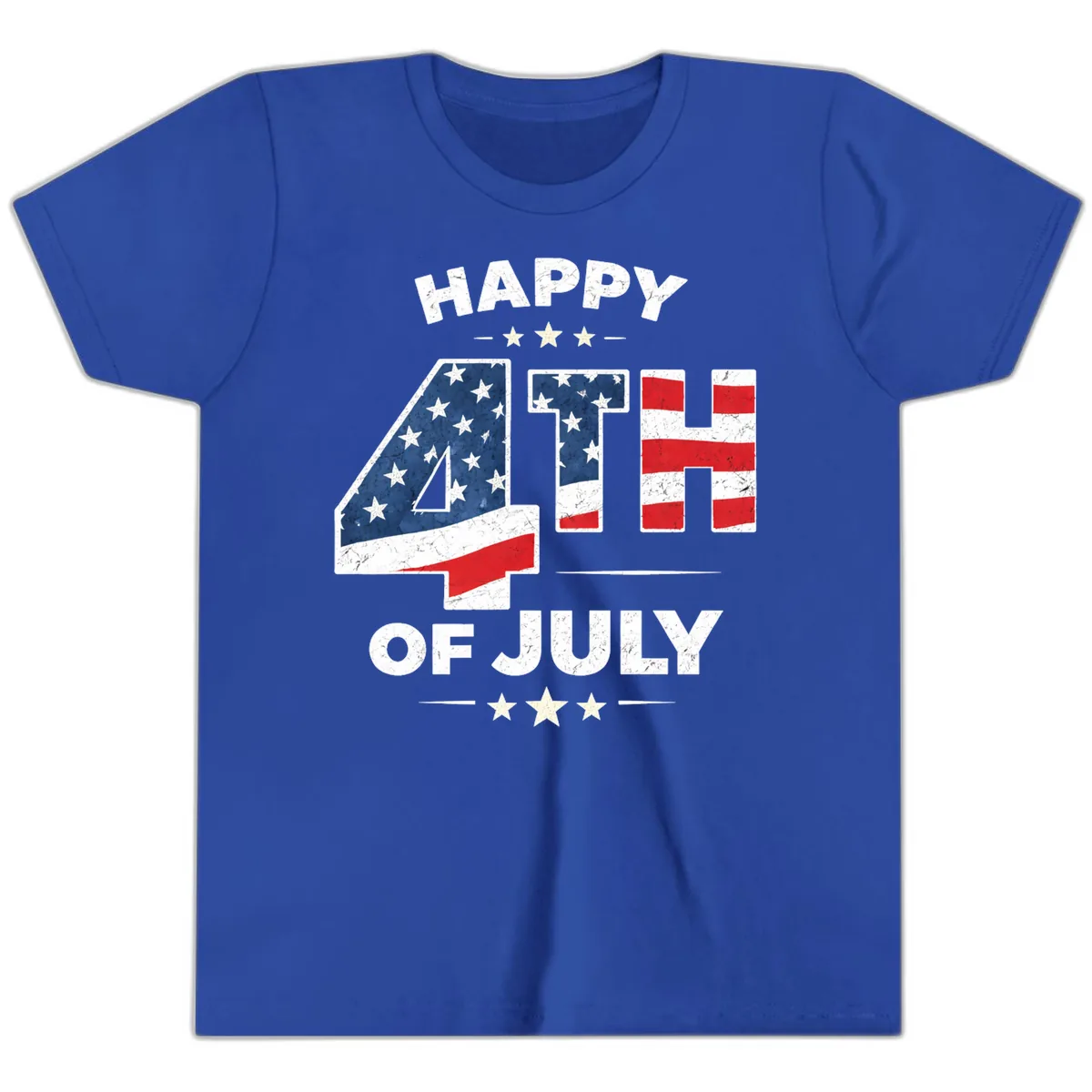 Happy Fourth Of July American Flag Numbers Youth T-Shirt in True Royal