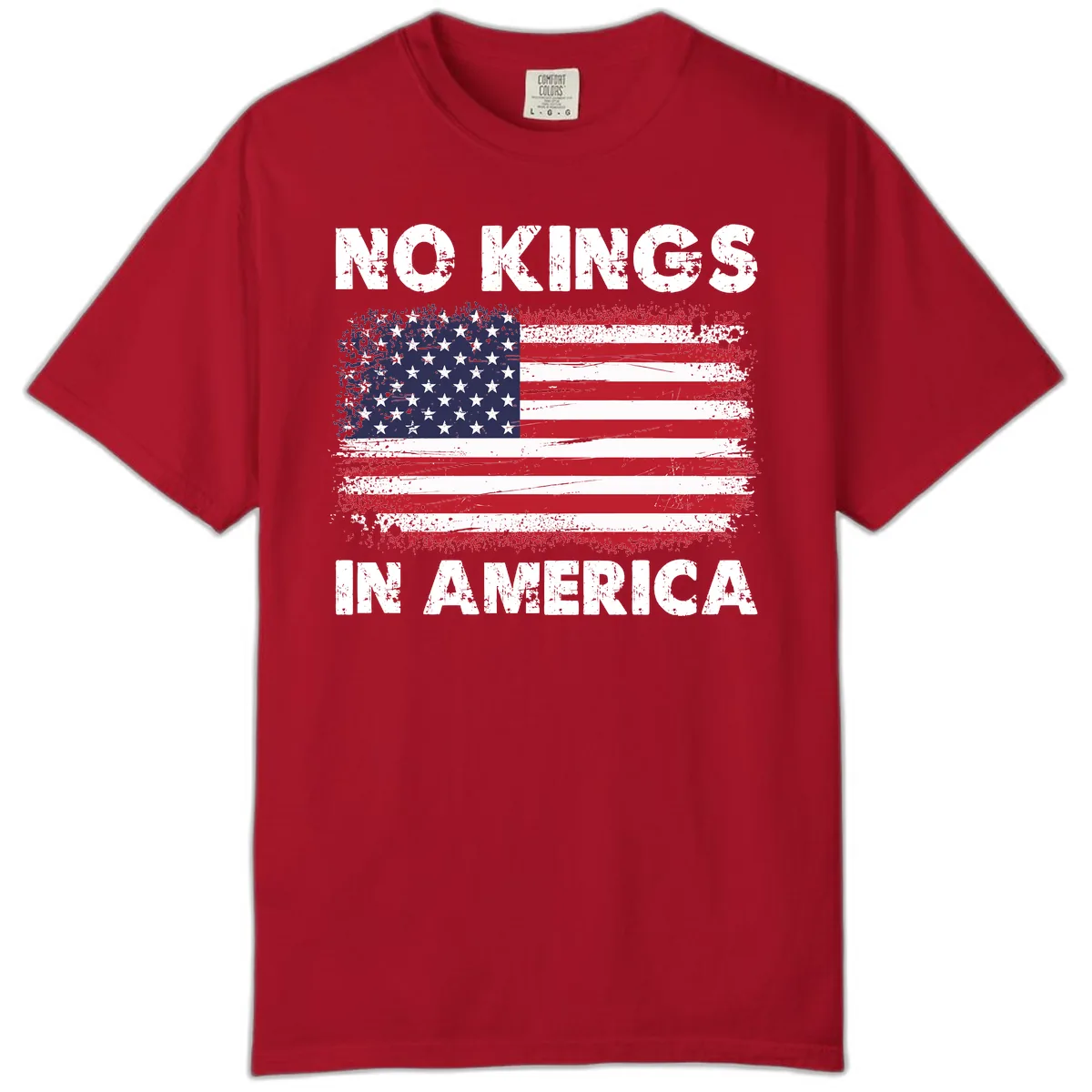 No Kings In America Distressed Flag Design Comfort Color in Red