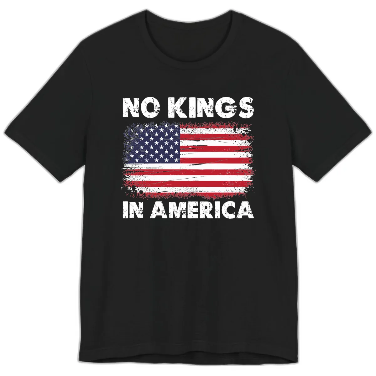 No Kings In America Distressed Flag Design Premium T-Shirt in Black