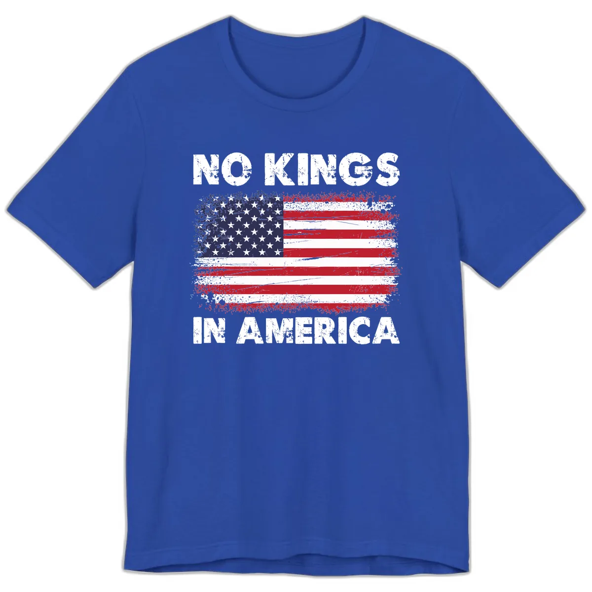 No Kings In America Distressed Flag Design Premium T-Shirt in True Royal