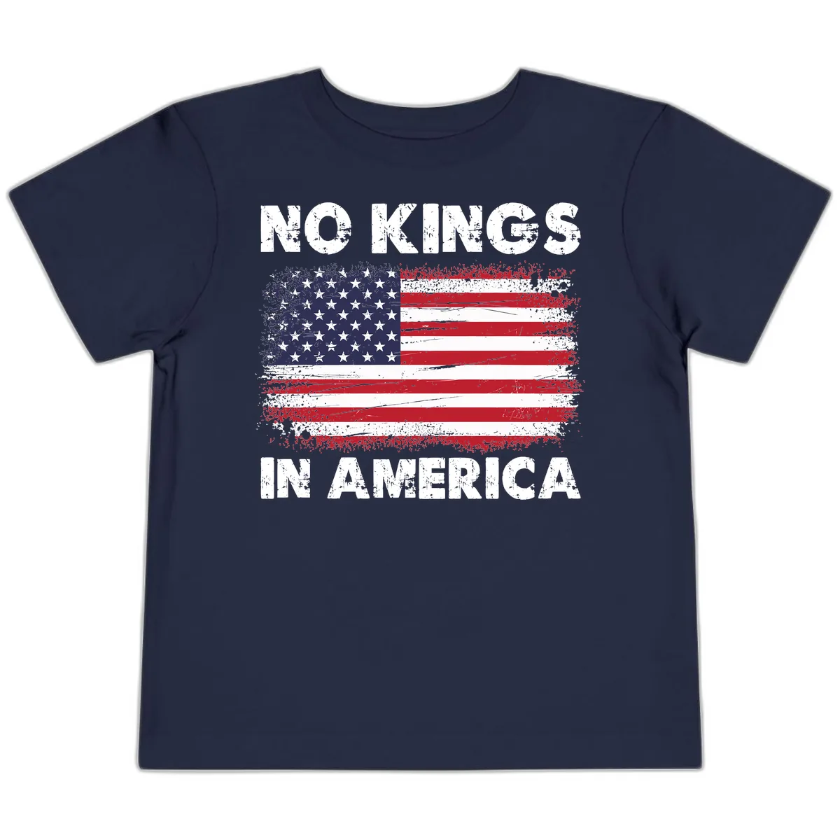 No Kings In America Distressed Flag Design Toddler T-Shirt in Navy