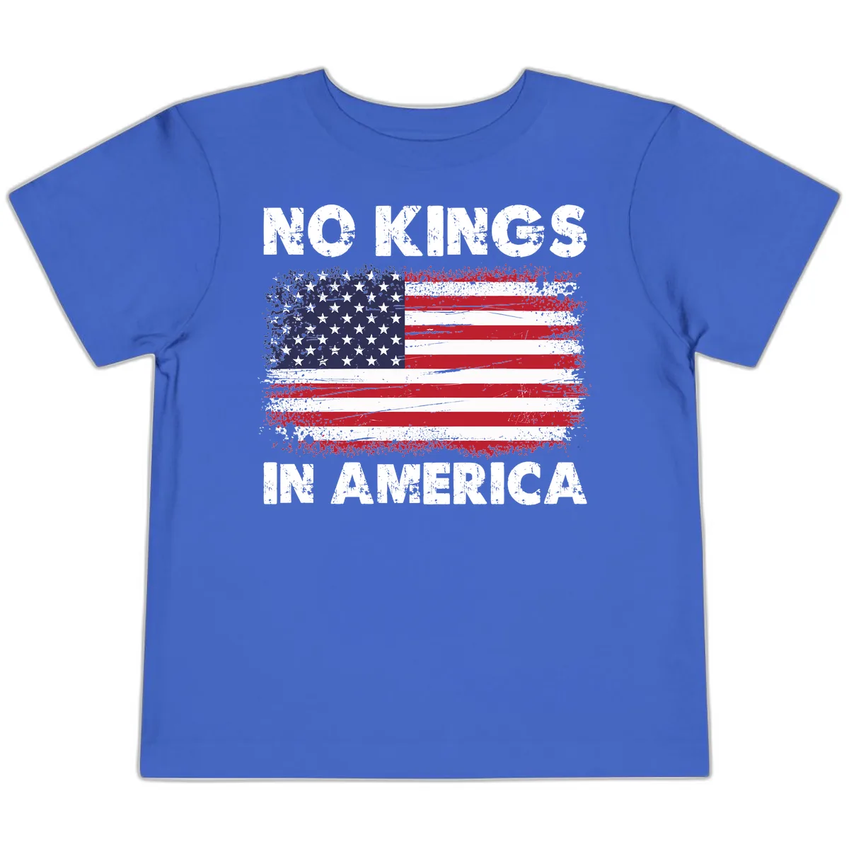 No Kings In America Distressed Flag Design Toddler T-Shirt in True Royal