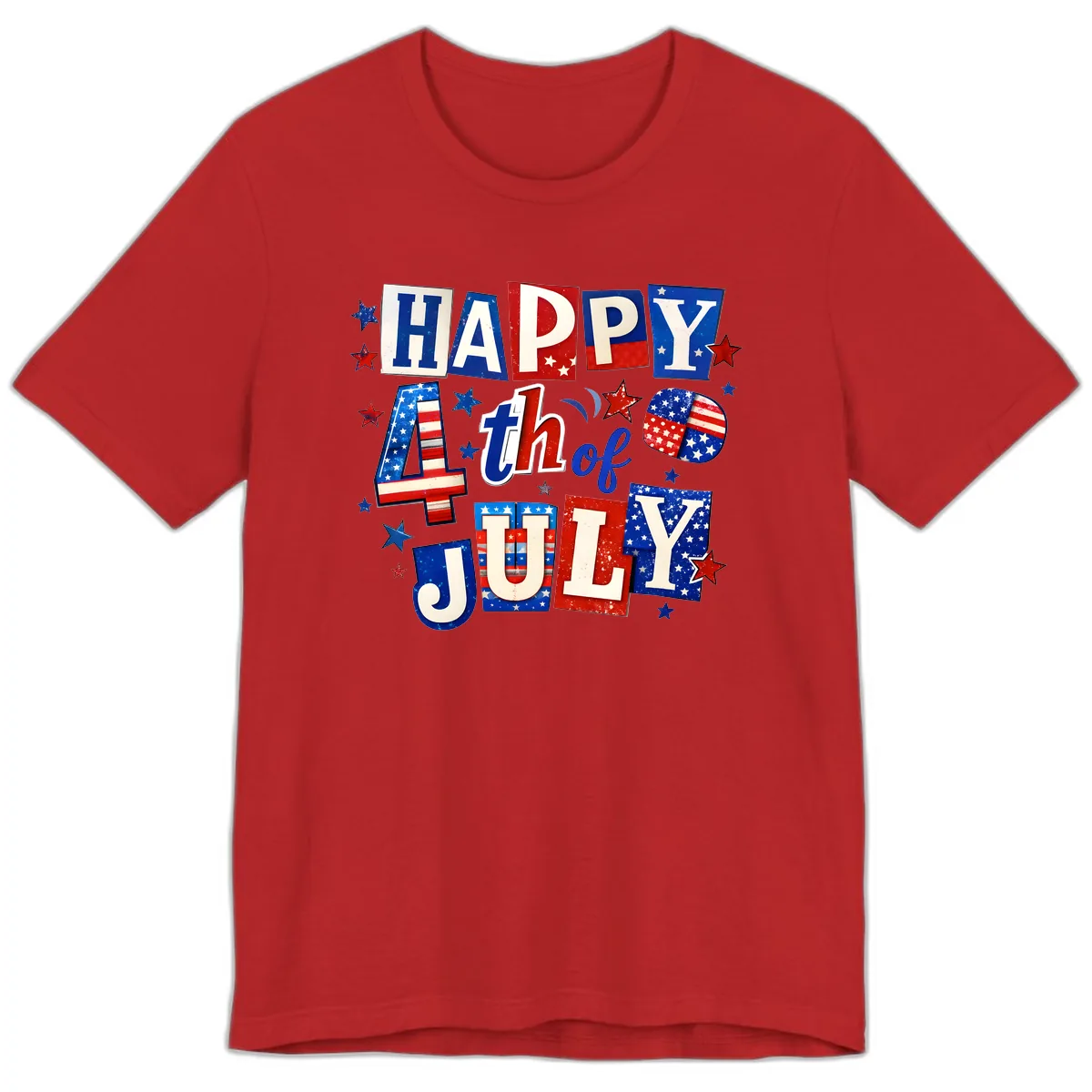 Happy Fourth of July Patriotic Letters Premium T-Shirt in Red