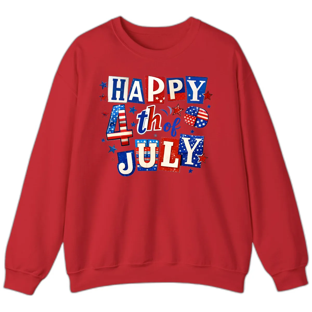 Happy Fourth of July Patriotic Letters Sweatshirt in Red