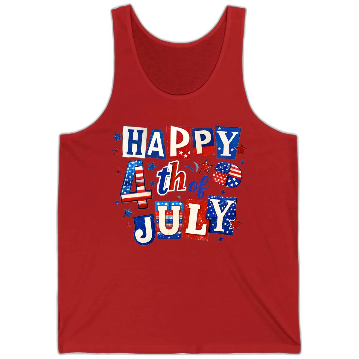 Happy Fourth of July Patriotic Letters Tank in Red